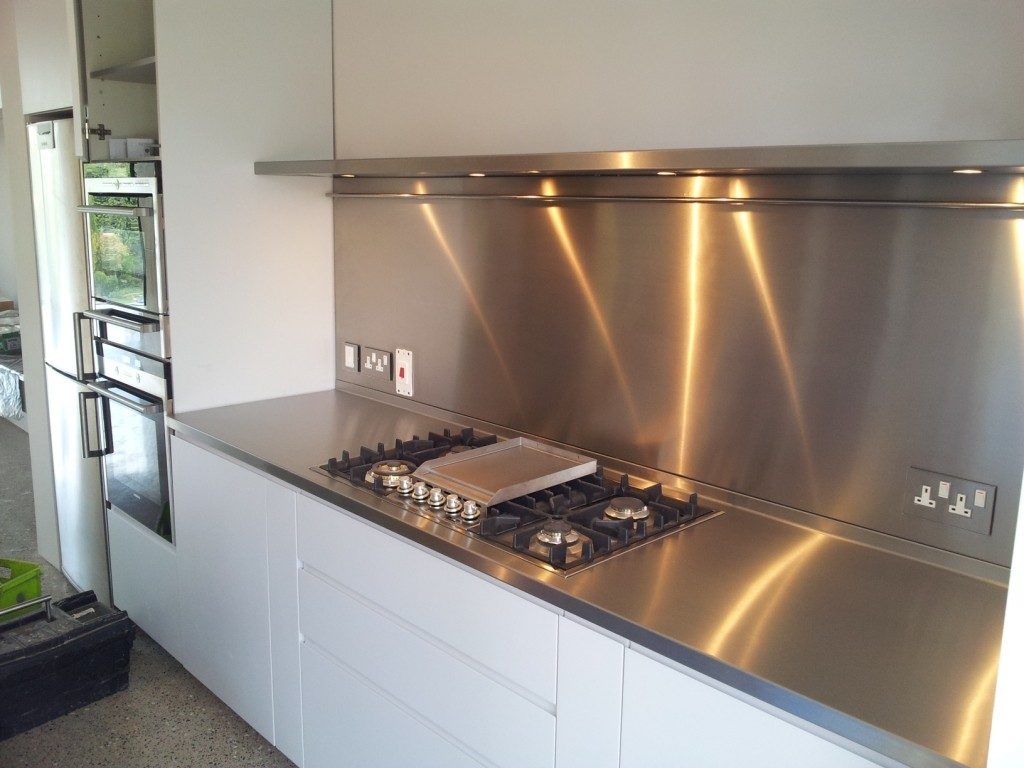 stainless steel splashback kitchen